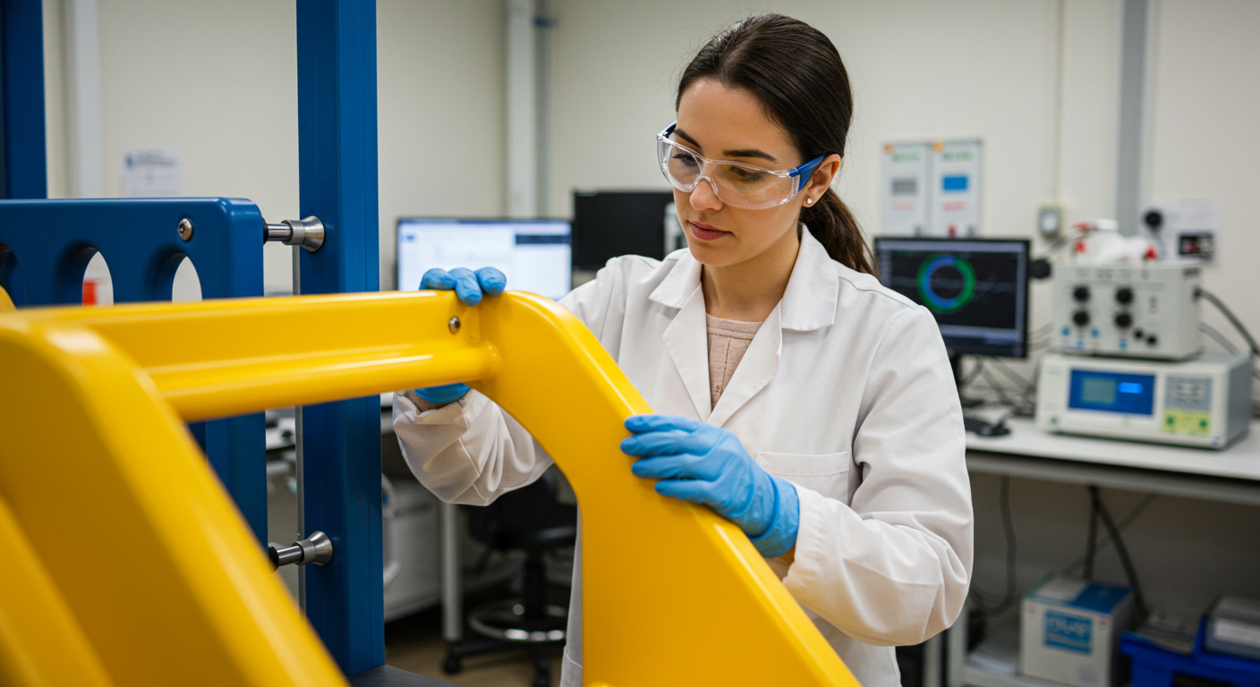 Engineer testing playground equipment